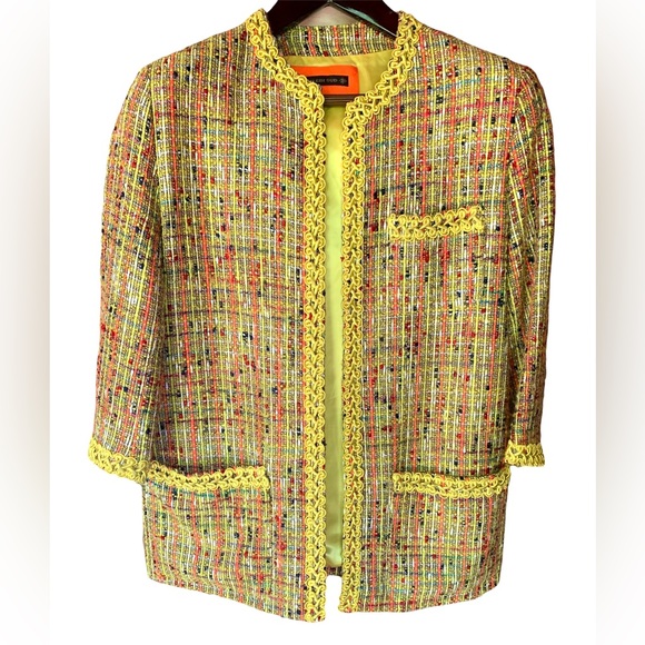 PLEIN SUD PARIS FAYCAL AMOR 1990s VINTAGE NEON TWEED JACKET - Picture 3 of 10